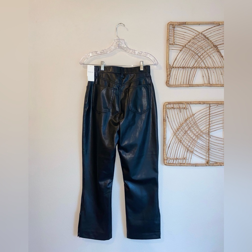 NWT Abercrombie & Fitch 26 Black Leather 90s Straight Ultra High Rise Pants G15 - Picture 4 of 10